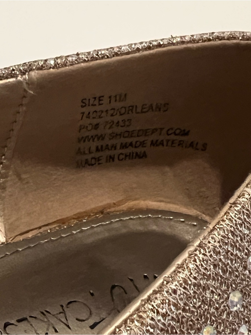 Sparkle Ballet Flats in Beige with Crystal Accents - Picture 3 of 3